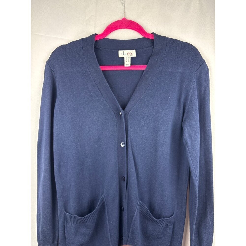 D & Co. Navy Blue Long Cardigan Sweater XS Petite